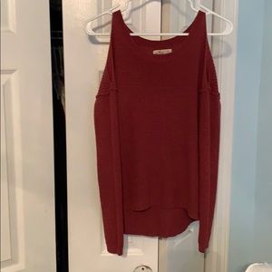 Burgundy Crocheted Sweater